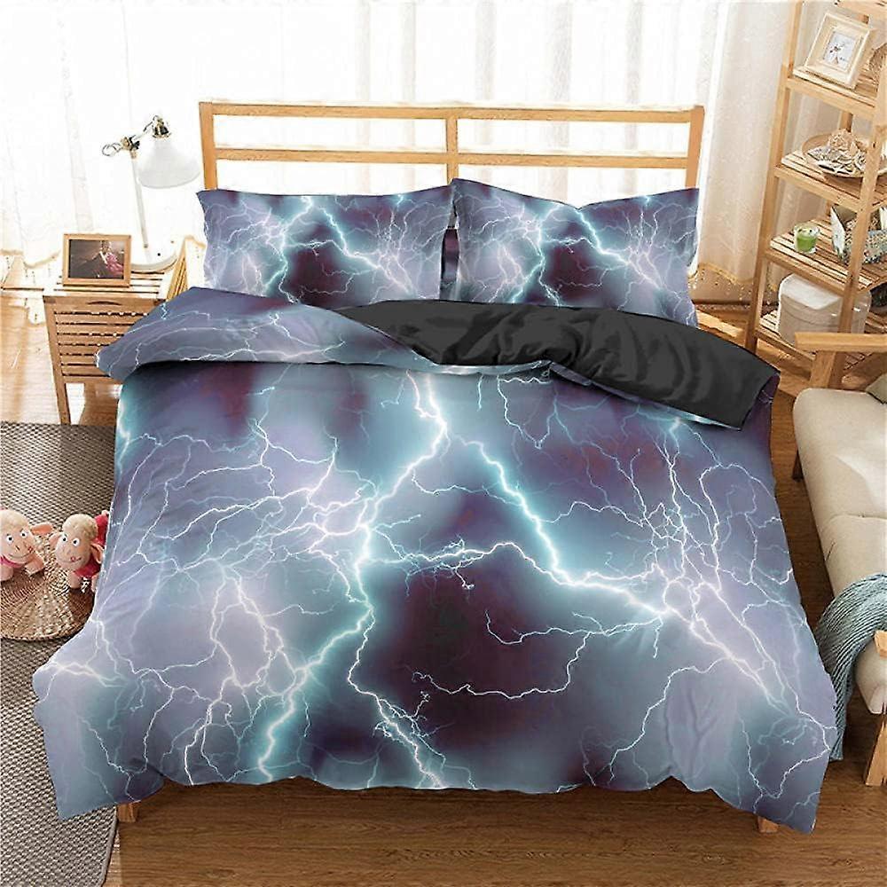 Kerota Thunder and Lightning Bedding Sets Digital Printing Color Bedding Pieces  Duvet Cover and Pillowcase) 135*200 CM King220x240cm