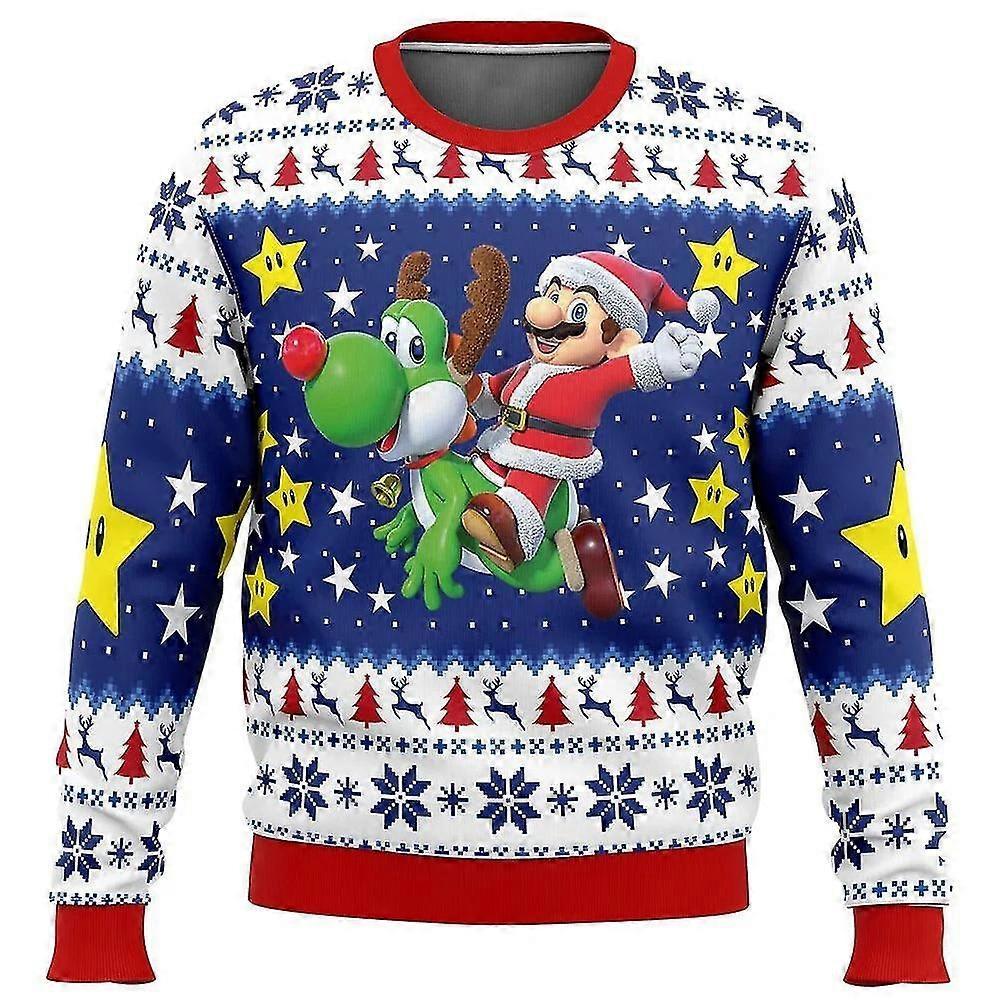 Sssxv Mario Kart Ugly Christmas Sweater Gift Santa Claus Pullover Men 3d Sweatshirt And Top Autumn And Winter style 3 L