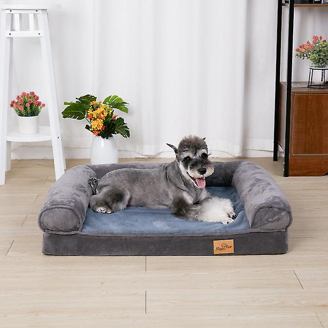 Bingopaw Waterproof Orthopedic Dog Bed Warm Pet Lounger With Washable Cover Gray 100x75x19cm