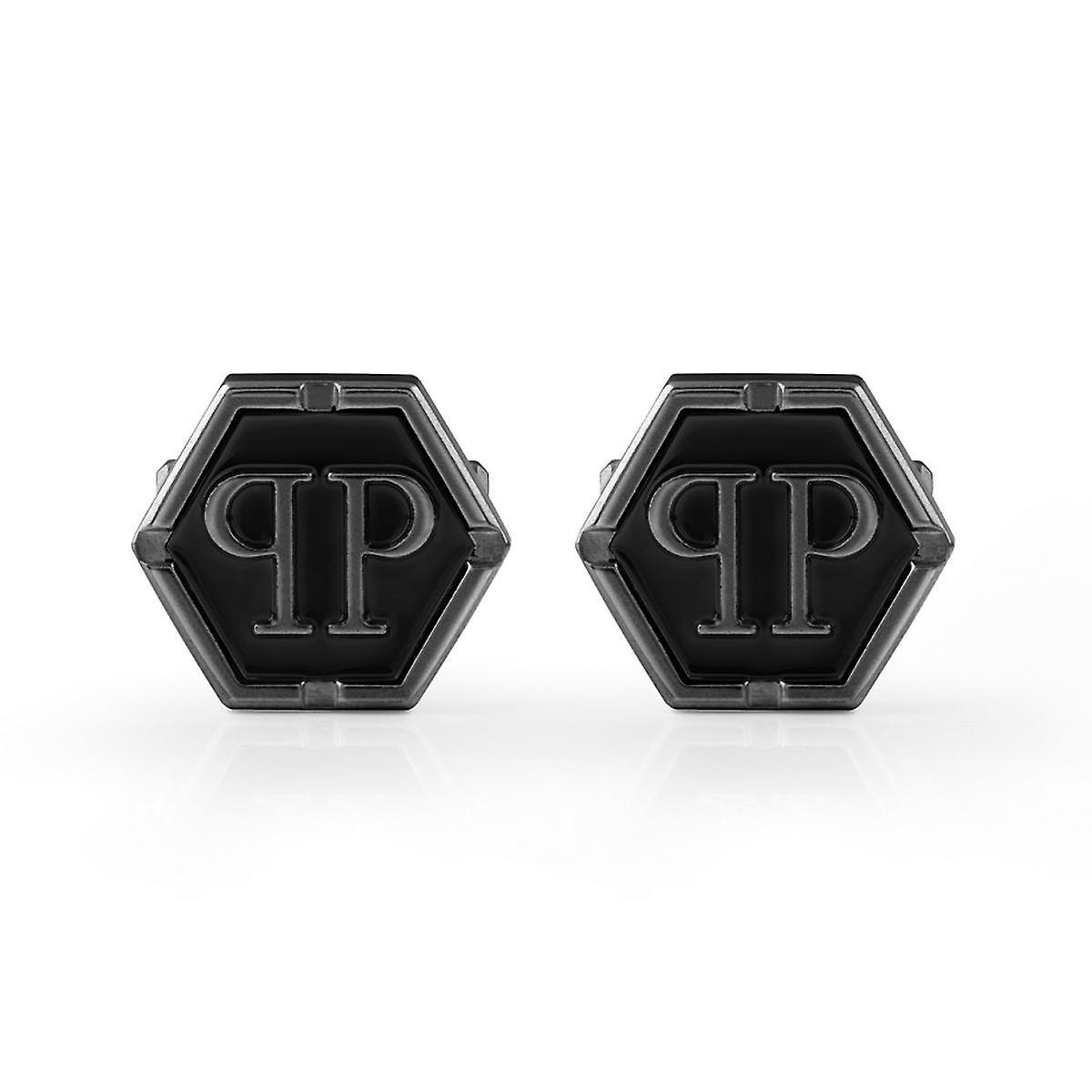 Philipp Plein Men's Cufflinks stainless steel IP Gun HEXAGON PJ9AA07CU Black