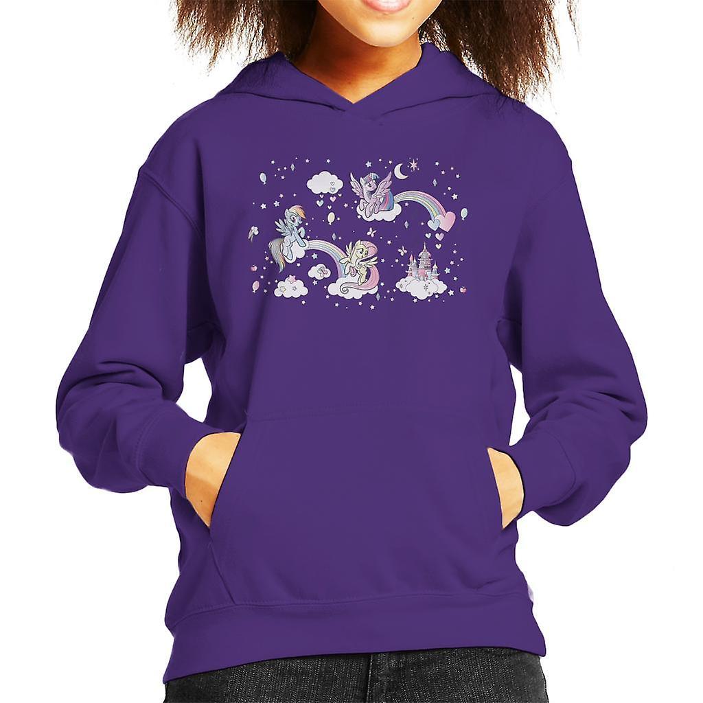 My Little Pony Squad On Fluffy Clouds Kid's Hooded Sweatshirt Purple X-Small (3-4 yrs)