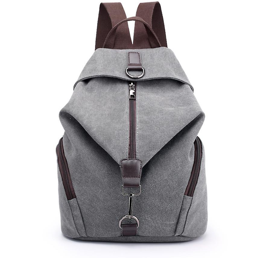 The Brands Market Fashion canvas retro casual college wind backpack Gray