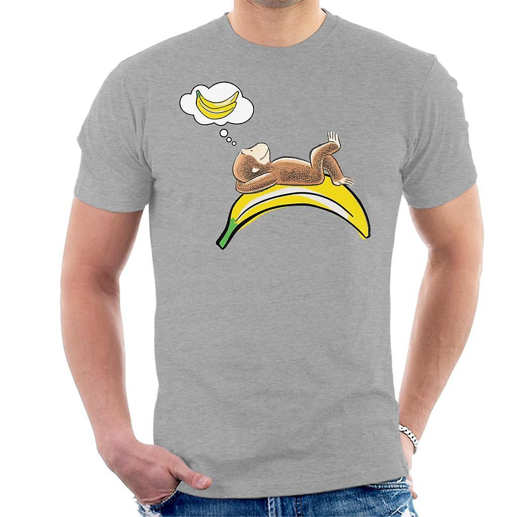 Curious George Dreaming Of Bananas Men's T-Shirt Heather Grey Medium