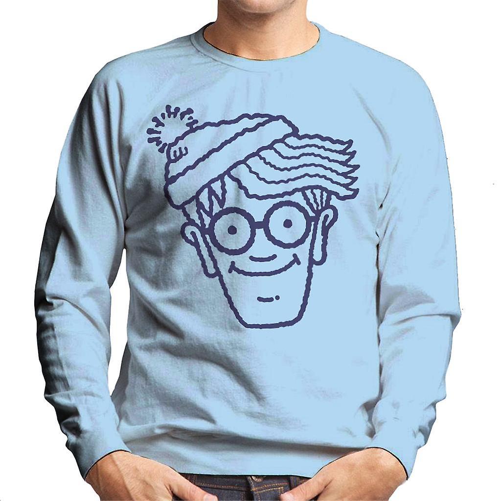 Wheres Wally Where's Wally Blue Outline Men's Sweatshirt Sky Blue Small