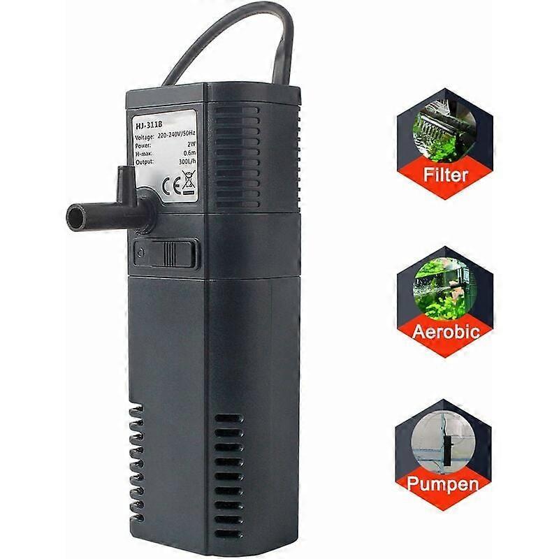 Kincjon Aquarium Filter Internal Filter Internal Filter Pump with Spray Rod for 300L Aquarium (300L/H 2W)