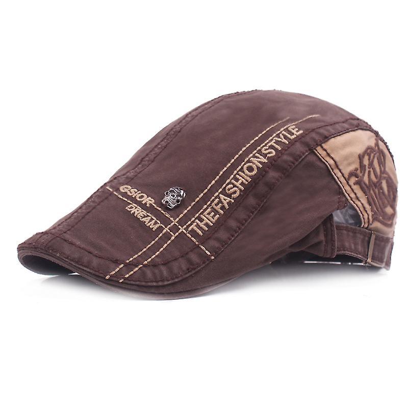 Mimigo Men Cap Men's Individuality Cotton Flat Cap Ivy Gatsby Newsboy Hunting Hat Brown