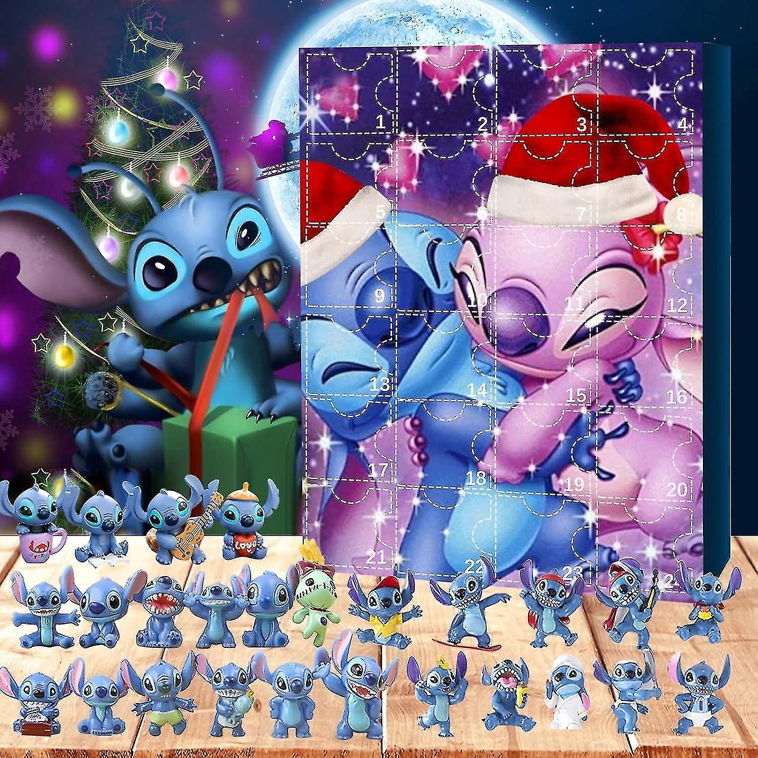 Haoyunlai Hcankcan Anime Stitch Christmas Advent Calendar For Kids 24 Days Christmas Countdown 24pcs Cartoon Toys Ornament Countdown Calendar B