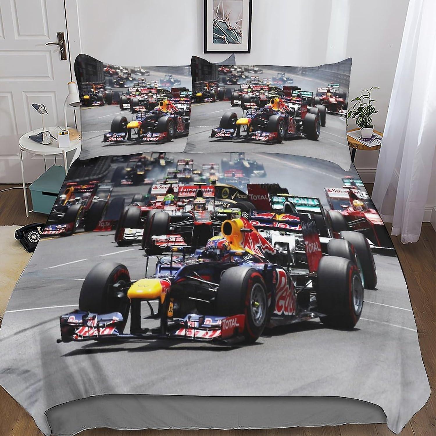 Kerota 3 Pieces Formula 1 Duvet Cover Set 3D Bedding Comforter F1 Duvet Cover, Ultra Soft Microfiber With Zipper Closure Pillowcases Double Double2..