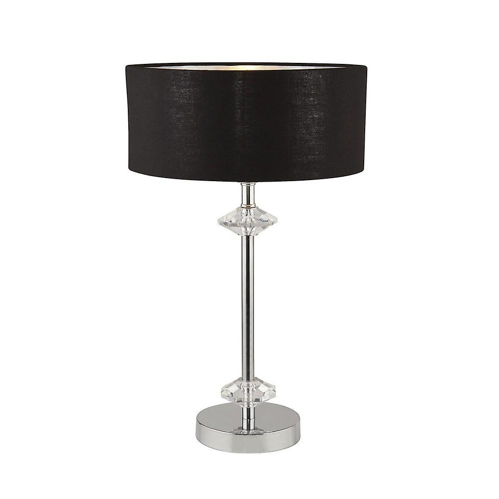 Searchlight Lighting New Orleans 1 Light Chrome Table Lamp with Black Shade, Silver Inner