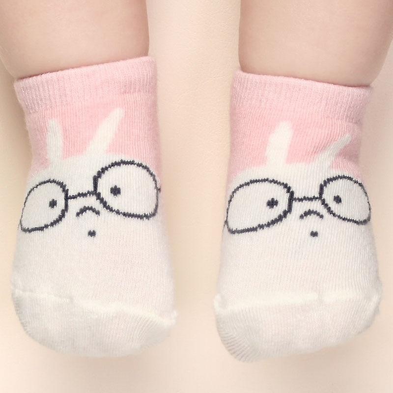 Slowmoose Spring & Autumn Newborn Baby Cotton Cute Asymmetry Anti-slip Socks 24M