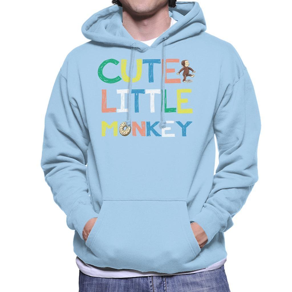 Curious George Cute Little Monkey Men's Hooded Sweatshirt Sky Blue Medium