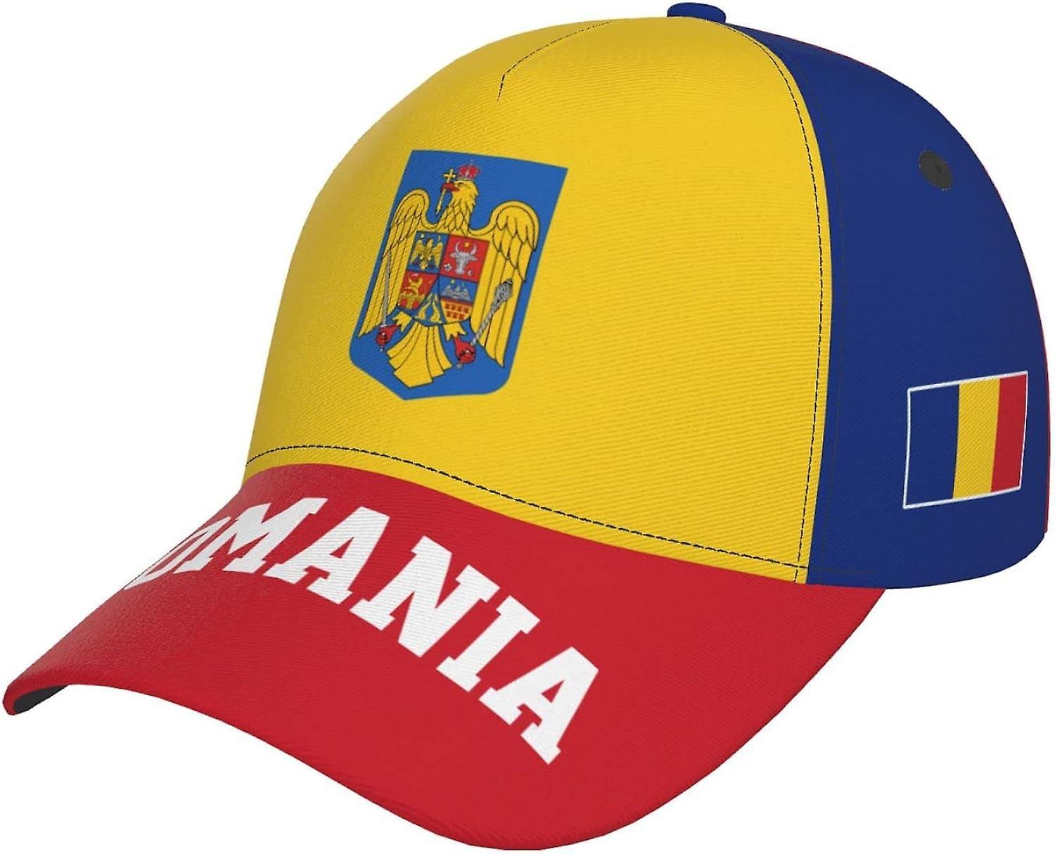 Kerota Romania Flag Romanian Baseball Cap Full Print Adult Men Hat Patriotism Supporter Soccer Caps Black bm-5144 color473