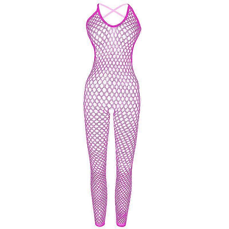 Boeyaa Sexy Female Fishnet Tights Body Suit Stockings Sling Cupless Crotchless Teddies Bodysuits Bodystockings Women Lingerie Rose Red