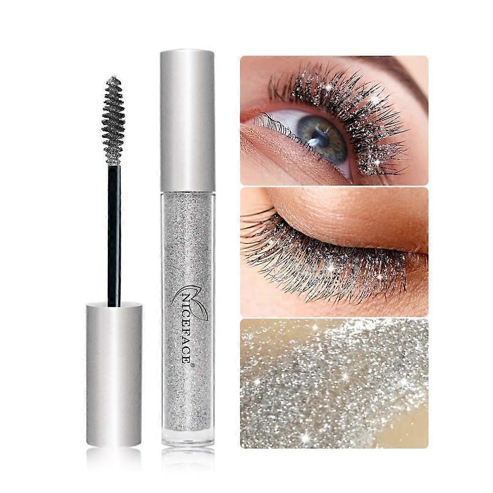 Frusde Glitter Mascara Diamond Glitter Mascara, 4D Glitter Waterproof Eye Lash Mascara for Women, Long Lasting Thickening Lengthening 2Pcs