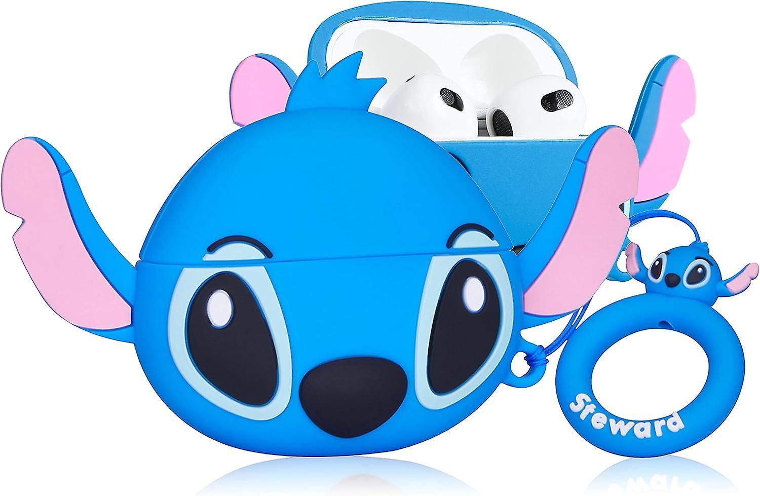 Heytea Case For Airpods 3 Cute Soft Silicone 3d Funny Fun Character For Air Pod 3 Cover Cartoon Ring Kits Cases For Kids Boys Girls Teen(blue)