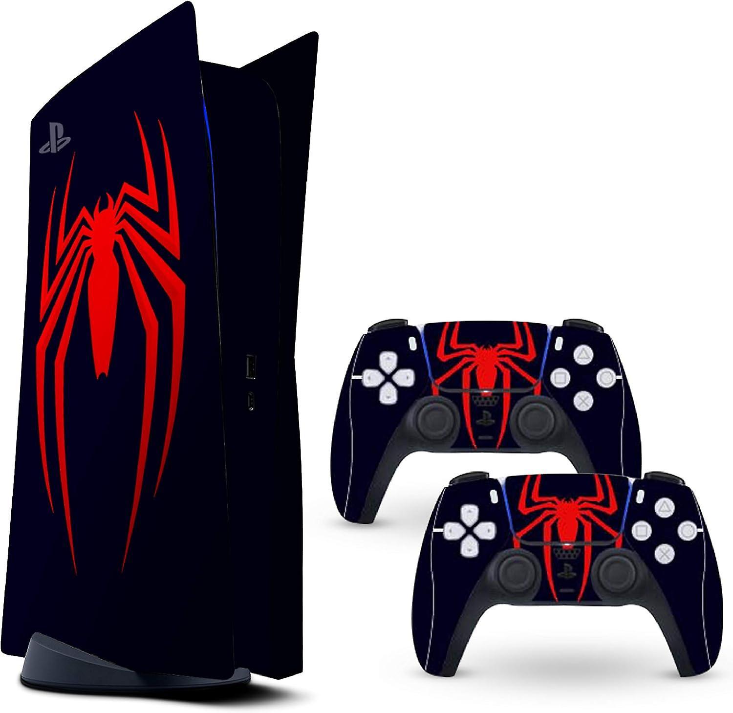 Heyone Ps5 Skin Red Spider Protective Wrap Cover Vinyl Sticker Decals For Sony Playstation 5 Disk Version Console And Two Dual Sense 5 Sticker Skin...