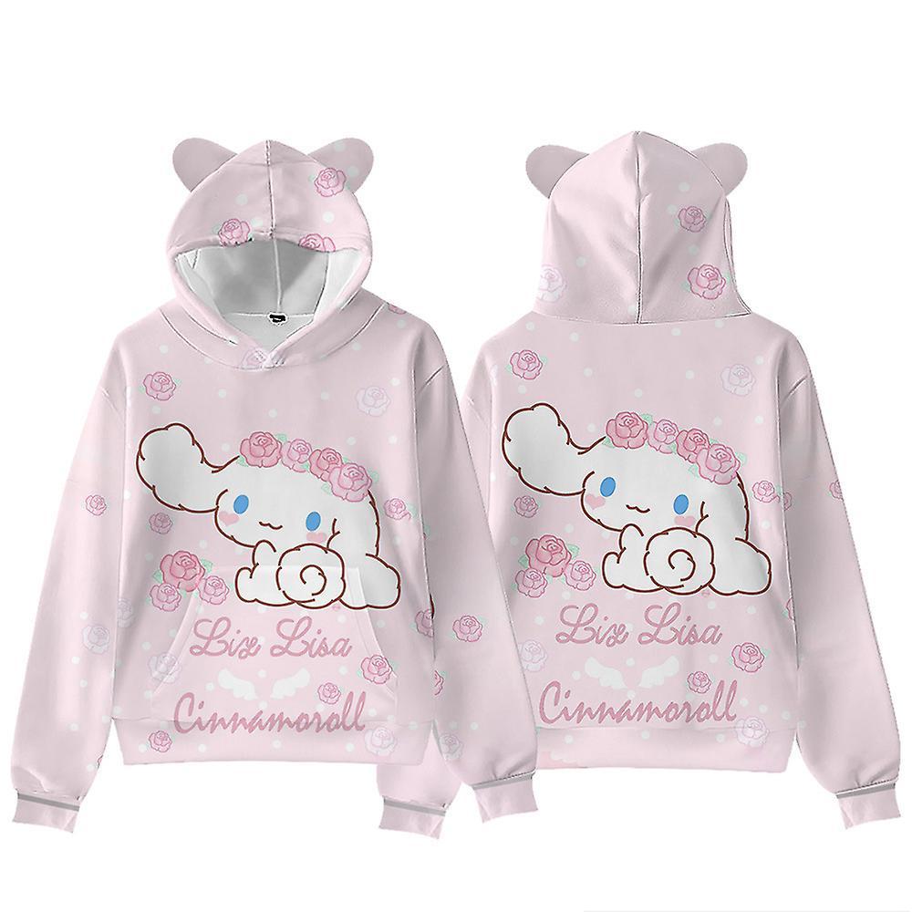 Vicbuy Cinnamoroll Theme Long Sleeve Hooded Sweatshirt Loose Winter Fall Casual Hoodies C S