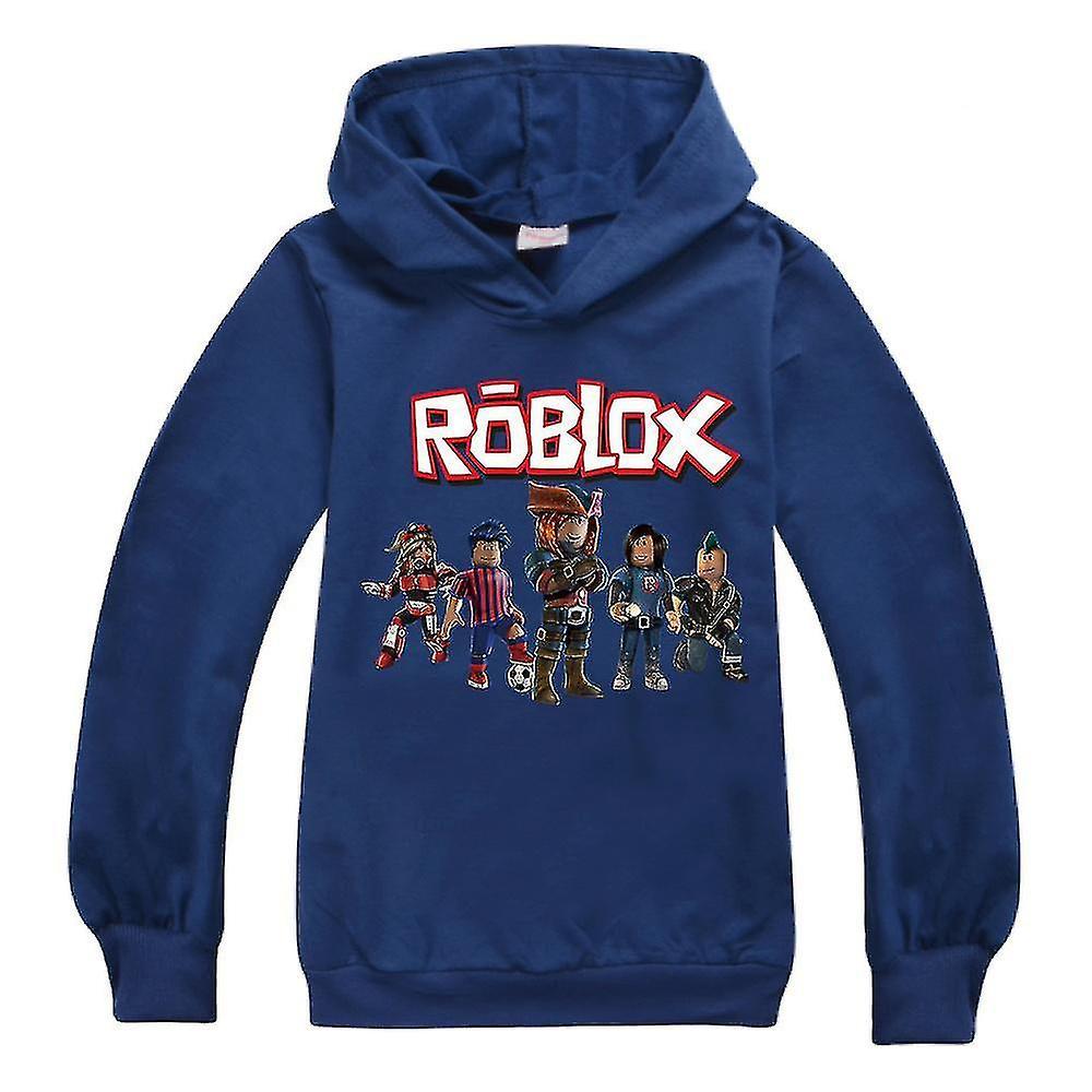 Otwoo Roblox Game Printed Hoodies Kids Boys Girls Long Sleeve Hooded Sweatshirt Pullover Casual Tops Navy Blue 13-14 Years