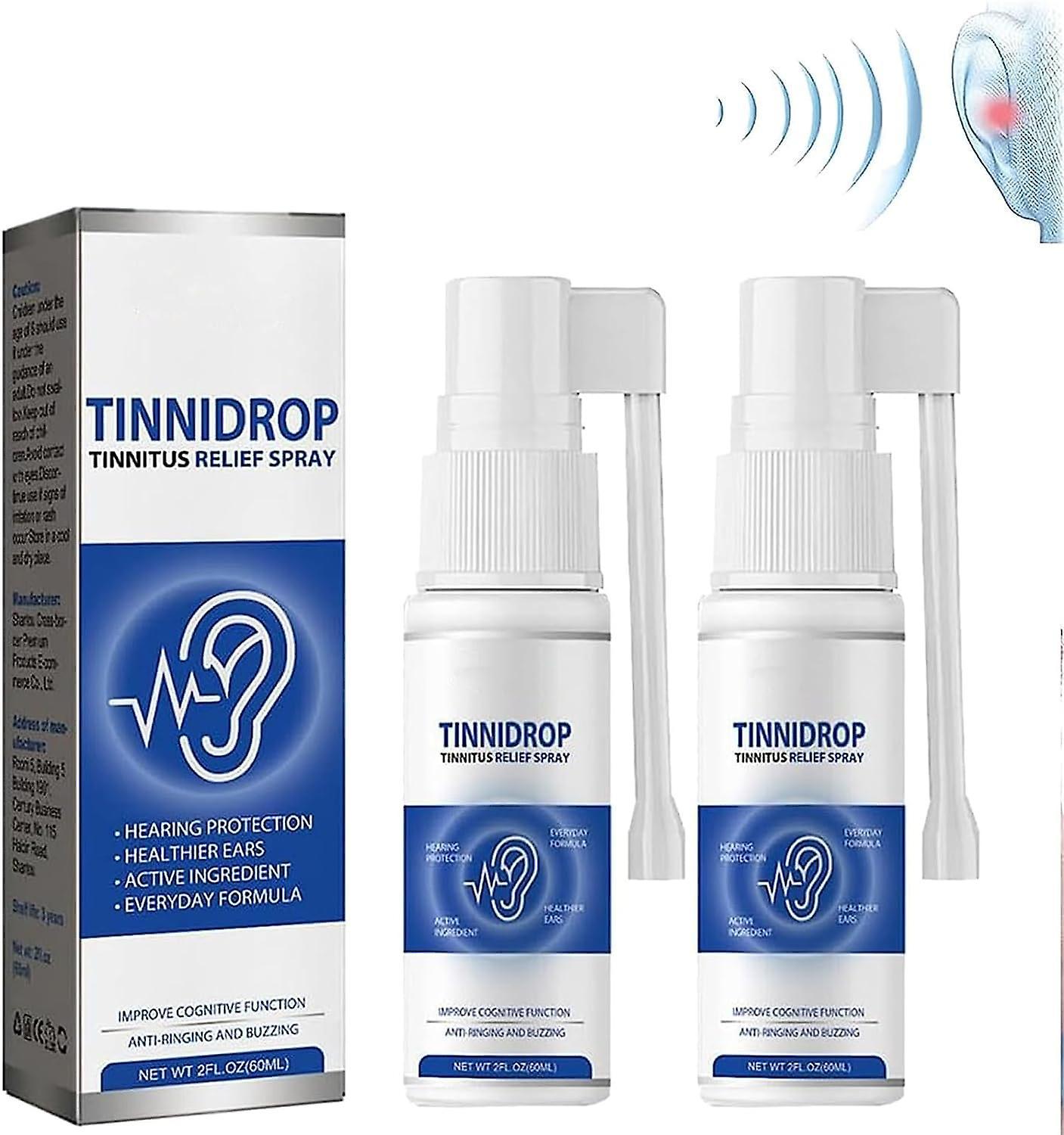 Vonkayi 60ml Tinnitus Relief Spray,  2 Pcs Tinnitus Relief for Ringing Ears, Tinnitus Relief Device, Earwax Cleaning Care Spray