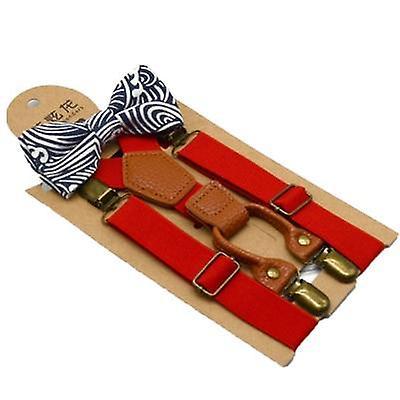 Slowmoose Baby Kid Suspenders With Bowtie, Fashion Bow Tie Set Red 65x2.5cm / Rubber String