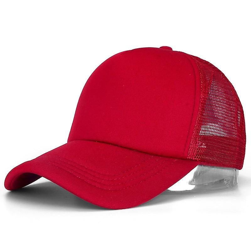 Slowmoose Men & Women Plain Mesh Baseball Cap, Adjustable Snapback Hats Red