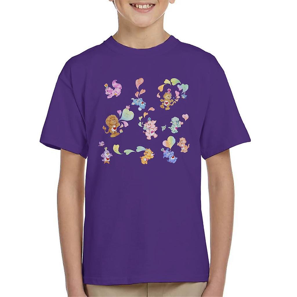 Care Bears Love Heart Montage Kid's T-Shirt Purple Medium (7-8 yrs)