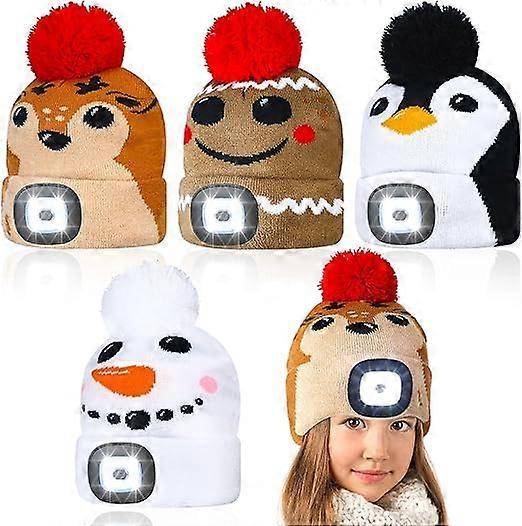 Unbrand Beanie with Light for Kids, USB Rechargeable Hands Free LED Headlamp Cap,Unisex Winter Warm Knit Night Light Hat for Camping Running Walkin...