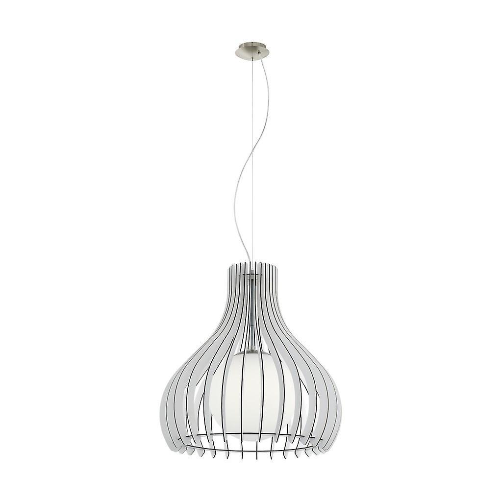 Eglo Lighting Tindori 1 Light Ceiling Pendant Satin Nickel, Glass, E27