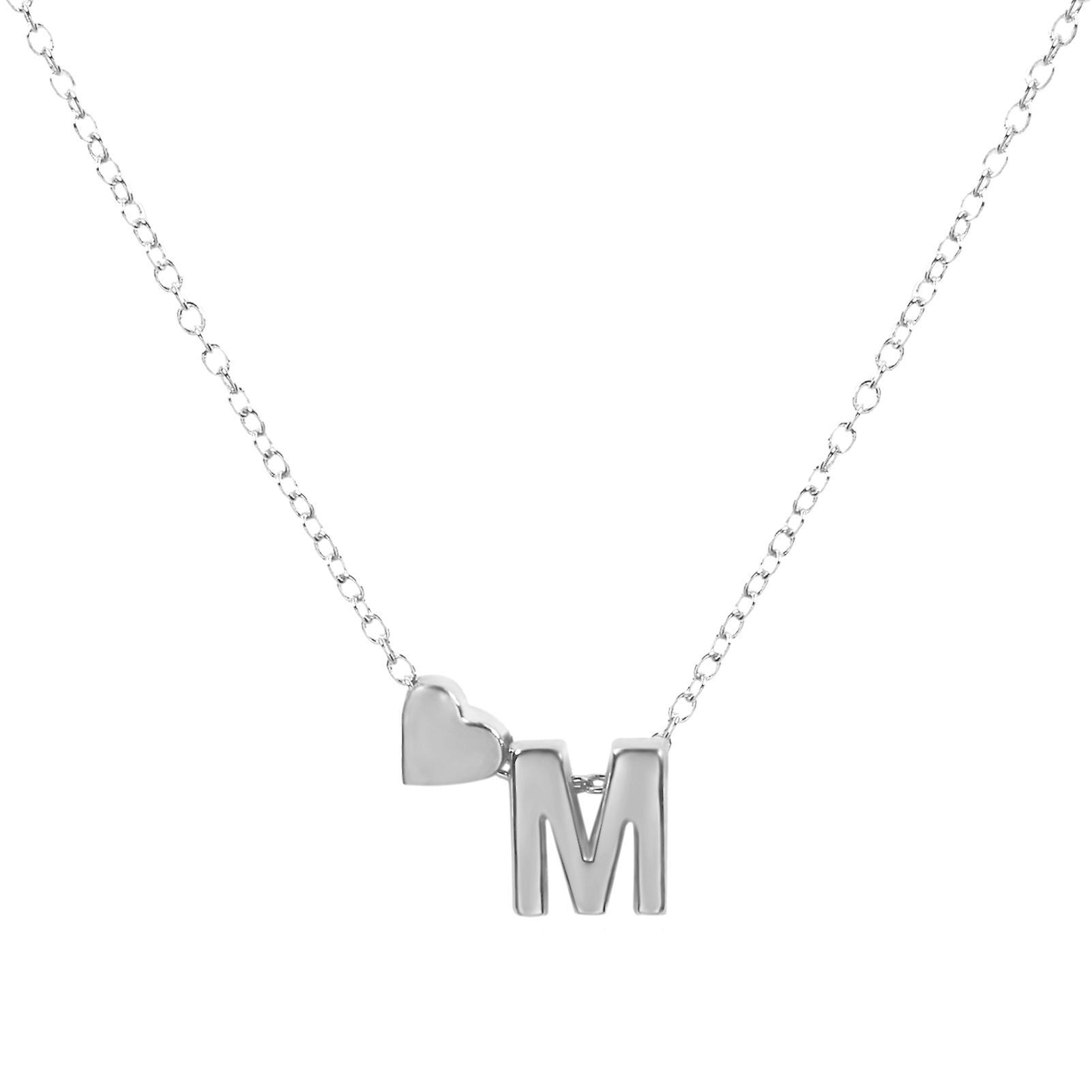 fulaide Couple Necklace Letter Shape Unisex Alloy Stainless Men Pendant for Gift Silver M