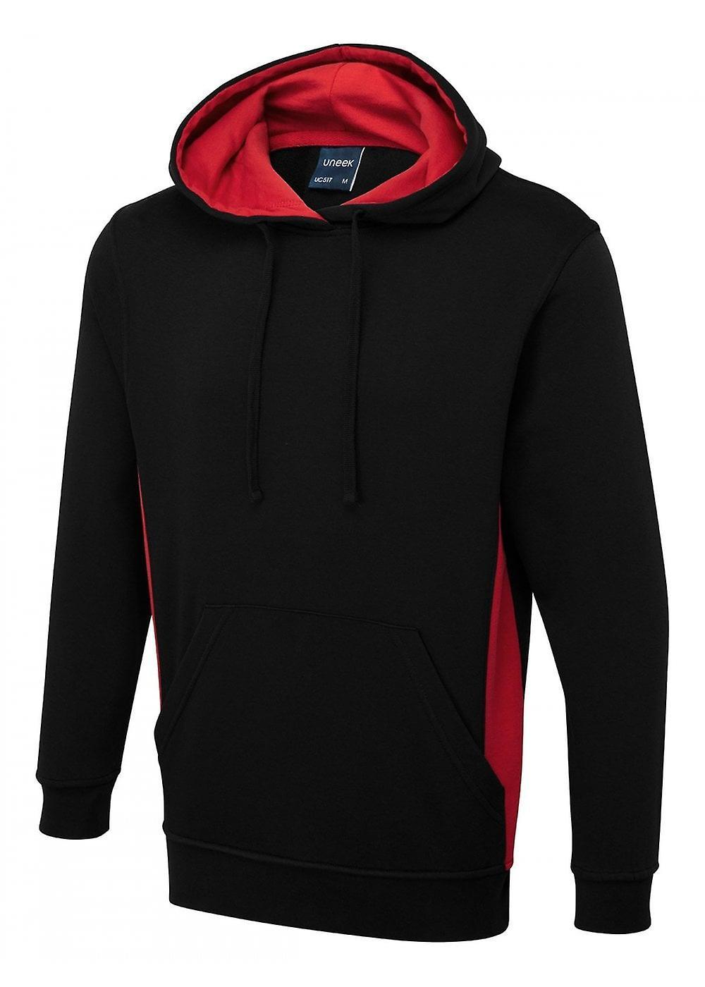 Women's Uneek Two Tone Hooded Sweatshirt UC517 Black/red M