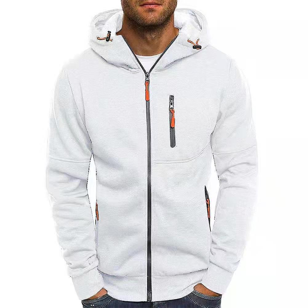 Serh Mens Zipped Hoodie Fleece Pullover Hooded Sweatshirt Jackets white XL