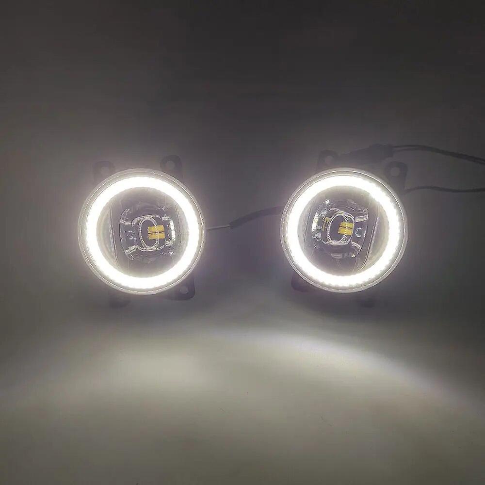 Eccpp 1 Pair 2 Functions Auto LED DRL Daytime Running Light Car Angel Eyes Fog Lamp Foglight For Ford Fiesta 2009 - 2014 2015 2016 White Angel Eye