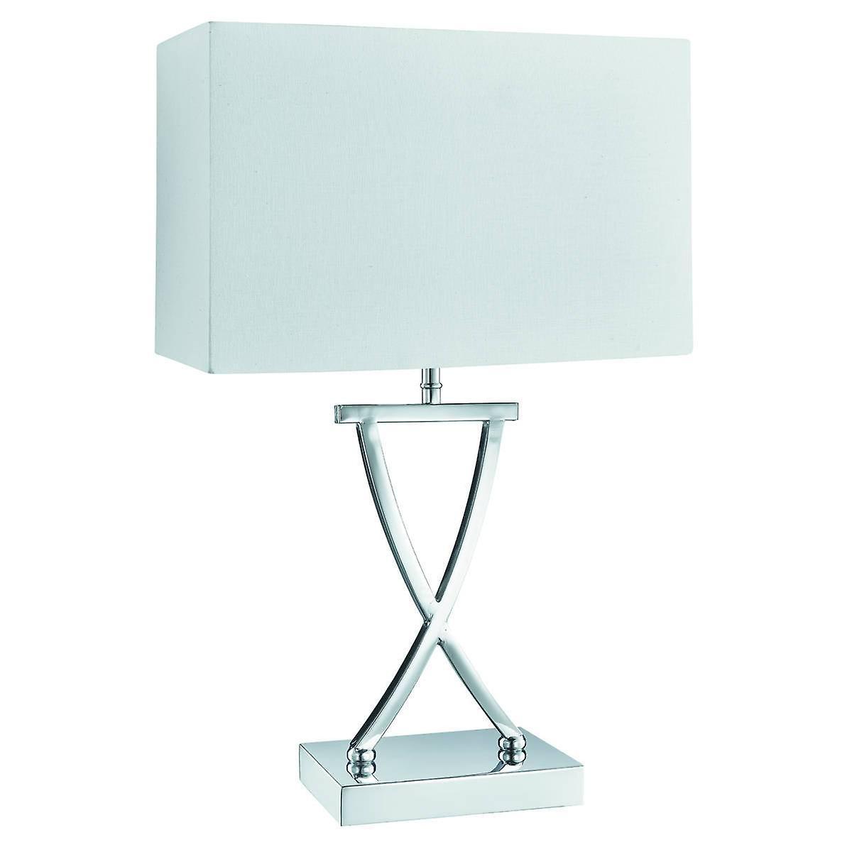 Searchlight Lighting Club 1 Light Table Lamp Chrome with White Shade, E14