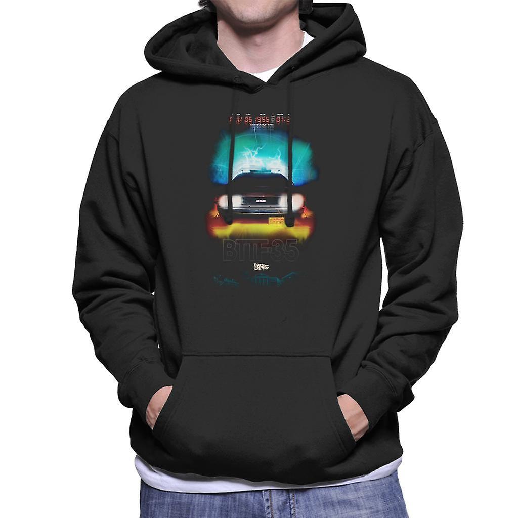 Back to the Future Delorean Headlights Design Men's Hooded Sweatshirt Black Medium