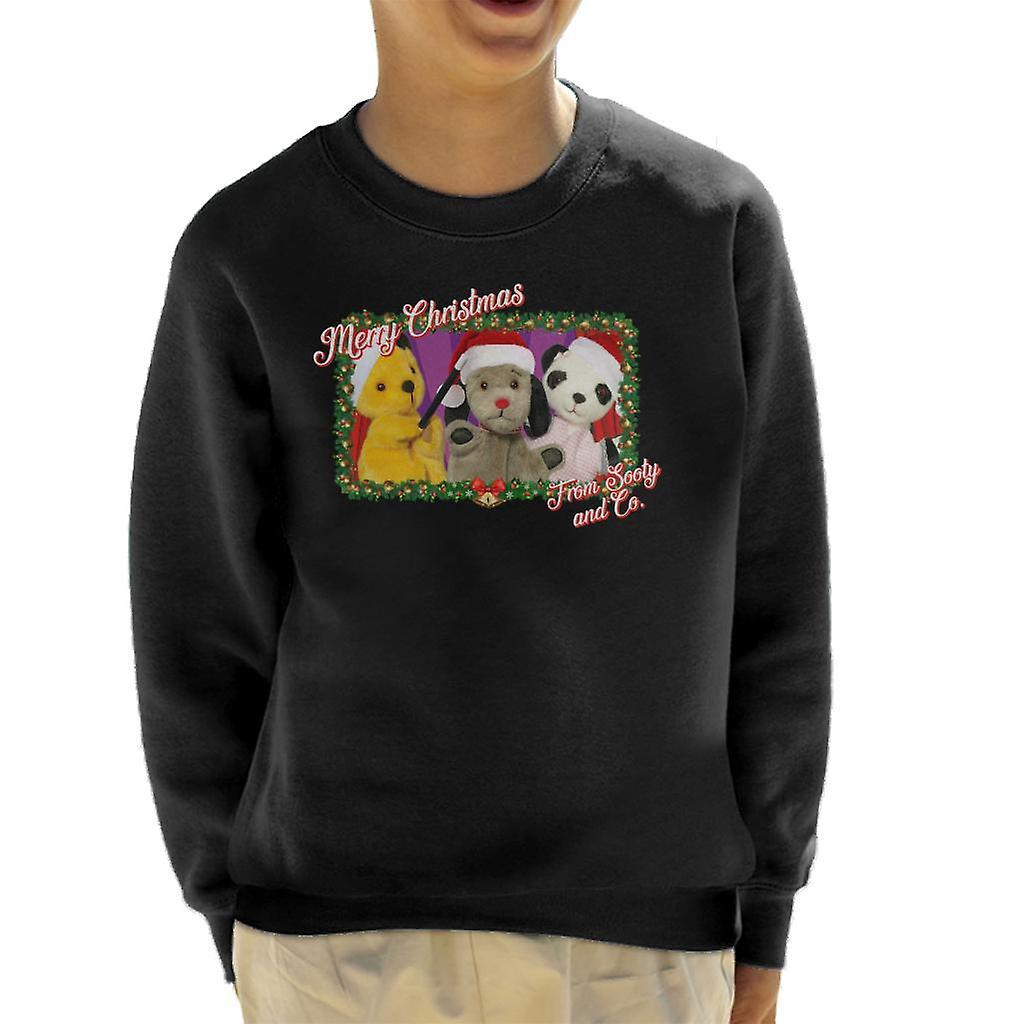 Sooty Christmas Merry Xmas From Sooty And Co Kid's Sweatshirt Black Large (9-11 yrs)