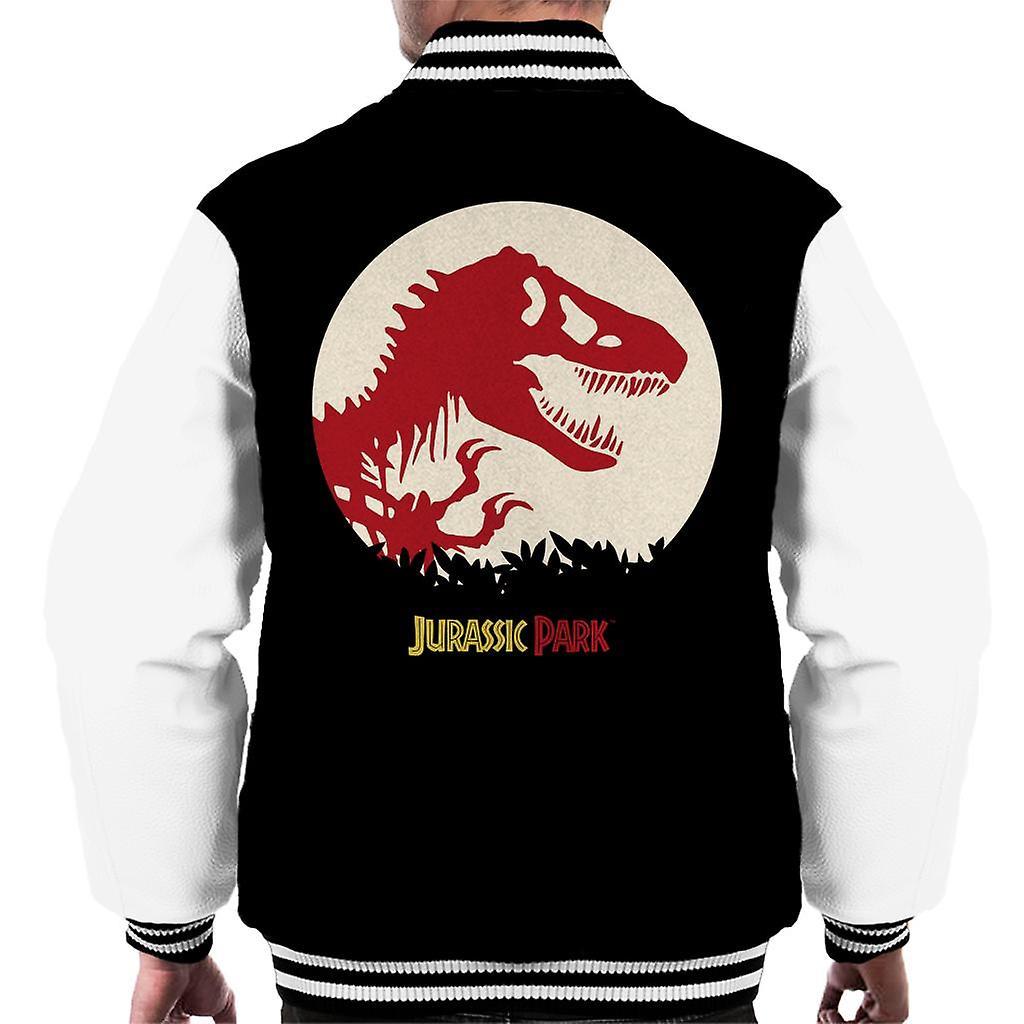 Jurassic Park T Rex Red Skeleton Icon Men's Varsity Jacket Black/White Small