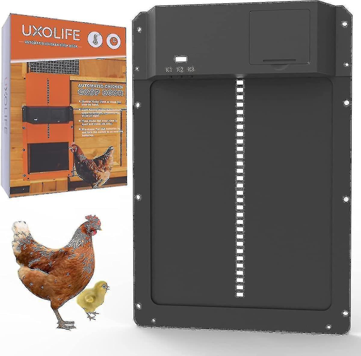 POTATO New Automatic Chicken Coop Door Full Aluminum Door Light Sensing Chicken Coop Door Timer Control Coo