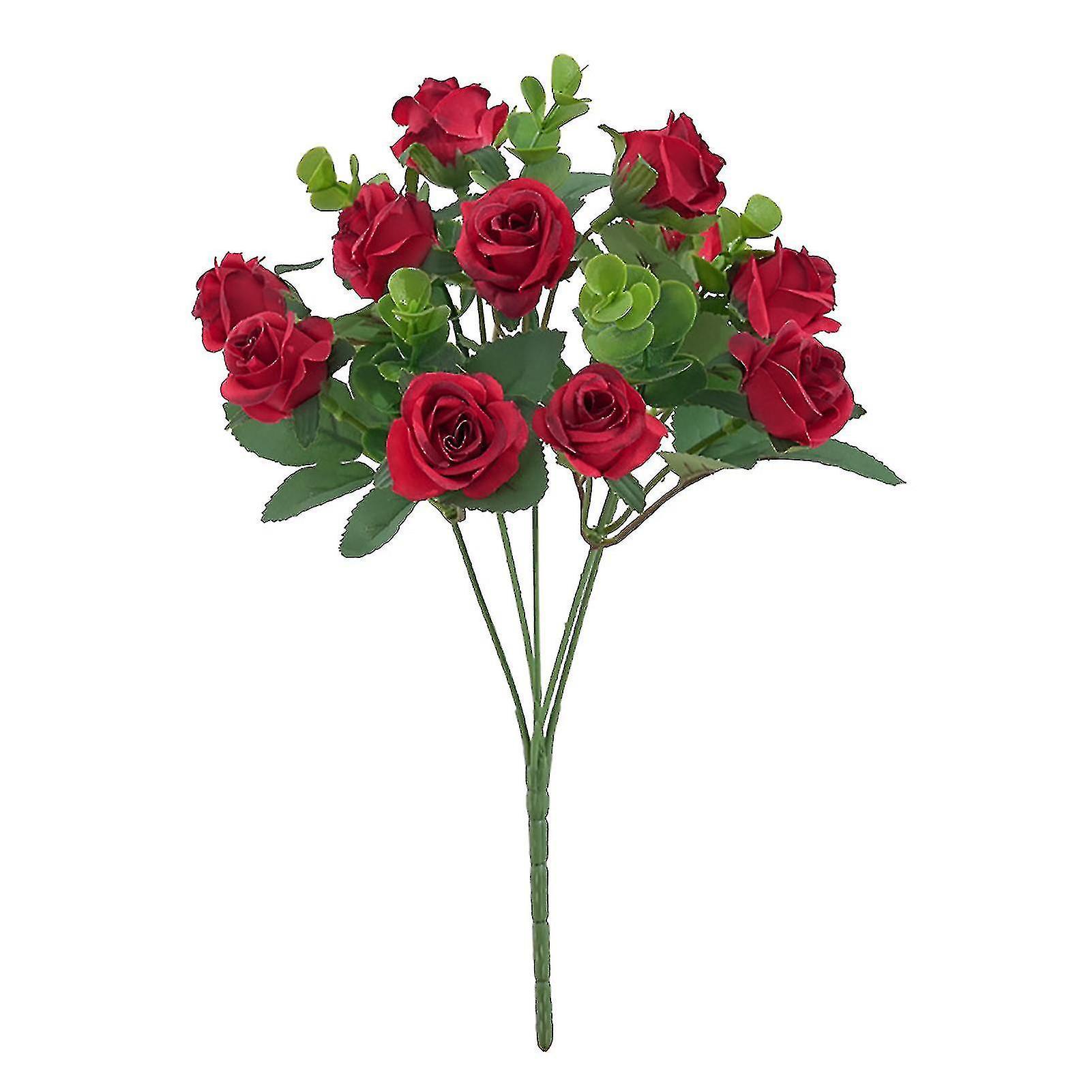 Yuntianzun Beautiful Artificial Flower Exquisite Faux Silk Flower Realistic Visual Effect Fake Rose For Home Red