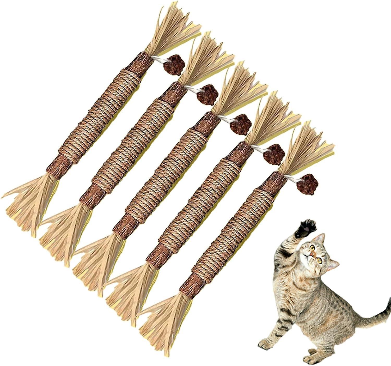 Wtowin Natural Silvervine Sticks Cat Toy, Catnip Dental Toy For Kitten Teeth Cleaning, Cat & Kitten Chew Toys For Aggressive Chewer 5Pcs S - 15cm