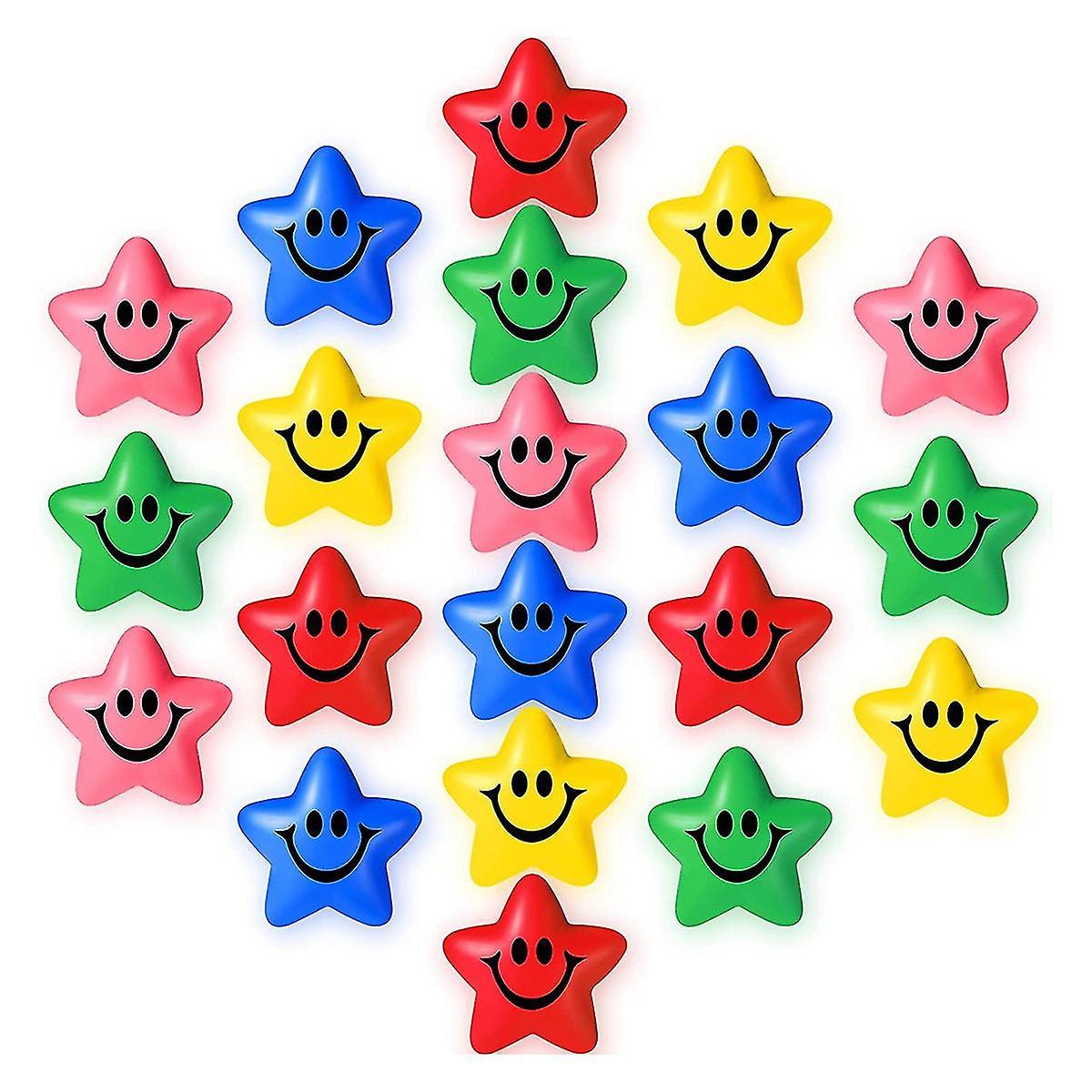 Qinfen 20pcs Star Smile Face Stress Balls Star Mini Foam Smile Ball Smile Face Toys Mini Stress Relief Sta