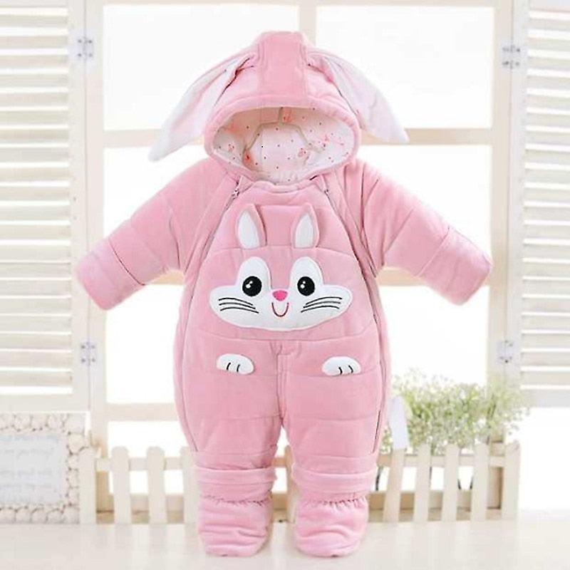 Slowmoose Cold Winter Warm Down Clothing - Newborn Coat Romper Snowsuit 12M / rabbit pink