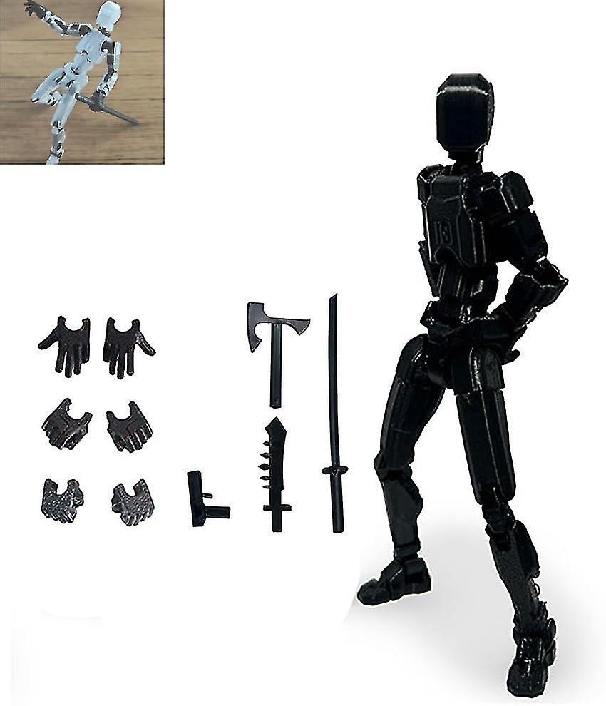 T13 Action Figure, Titan 13 Action Figure, Robot Action Figure, 3D Printed with Full Articulation for Stop Motion Animation Black