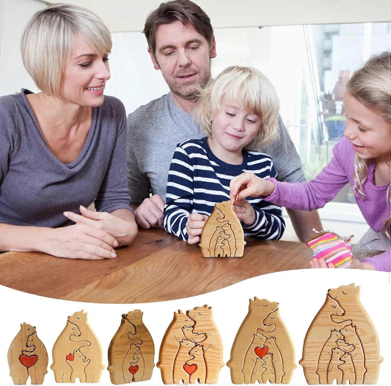 Unbrand Wooden Bears Family Puzzle Gifts Wooden Art Puzzle Bears Made of Wood,Family Puzzle Bears Made of Wood, Gift for Family A family of 2