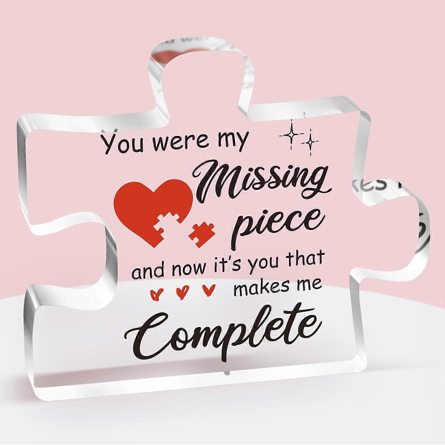 Unbrand You Were My Missing Piece Romantic Acrylic Puzzle Ornament, Valentines Day Gifts for Her Him Wife Husband Boyfriend Girlfriend 1Pcs