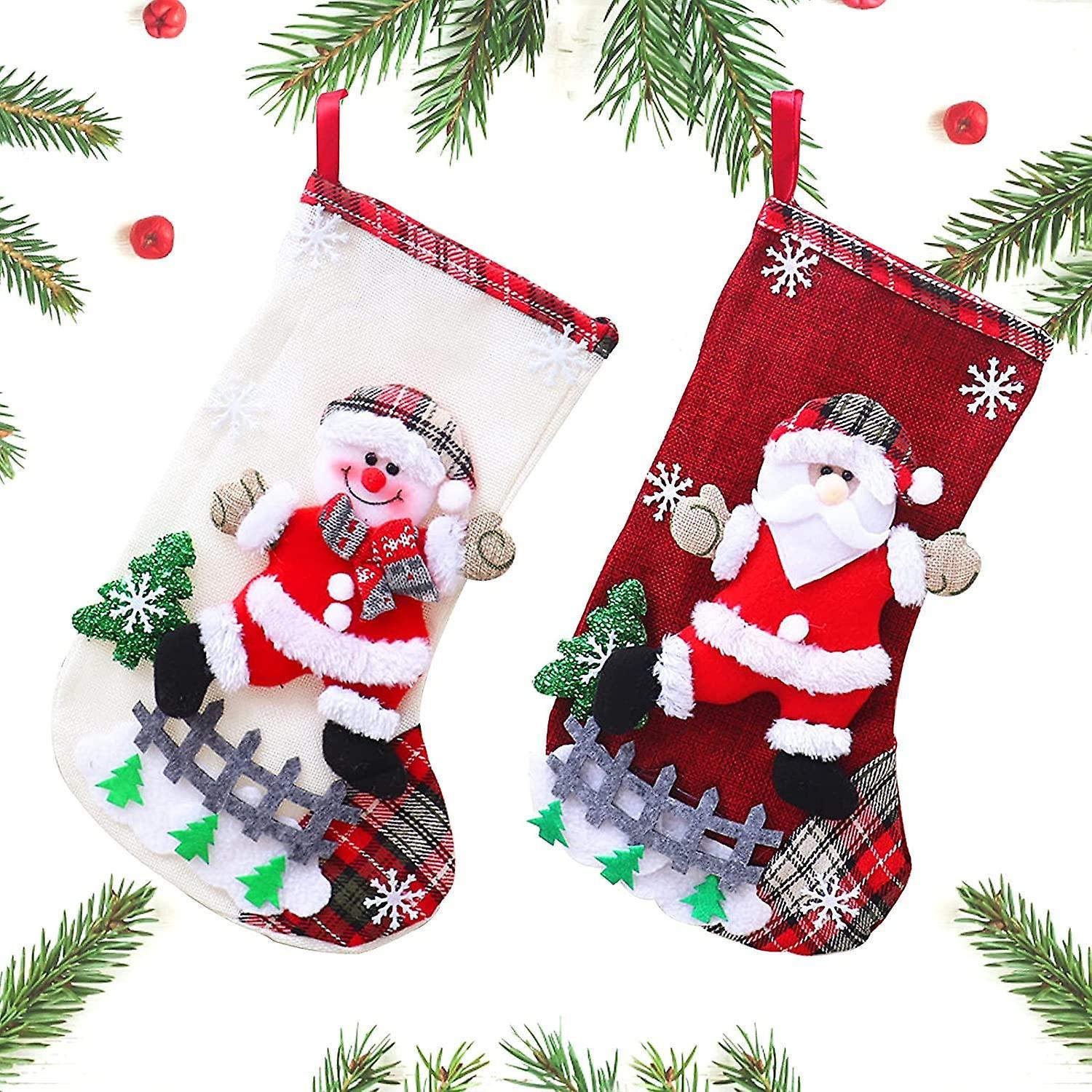 unbrand Personalized Christmas Stocking 2 Pieces Christmas Stocking To Embroider Cartoon Christmas Tree Deco