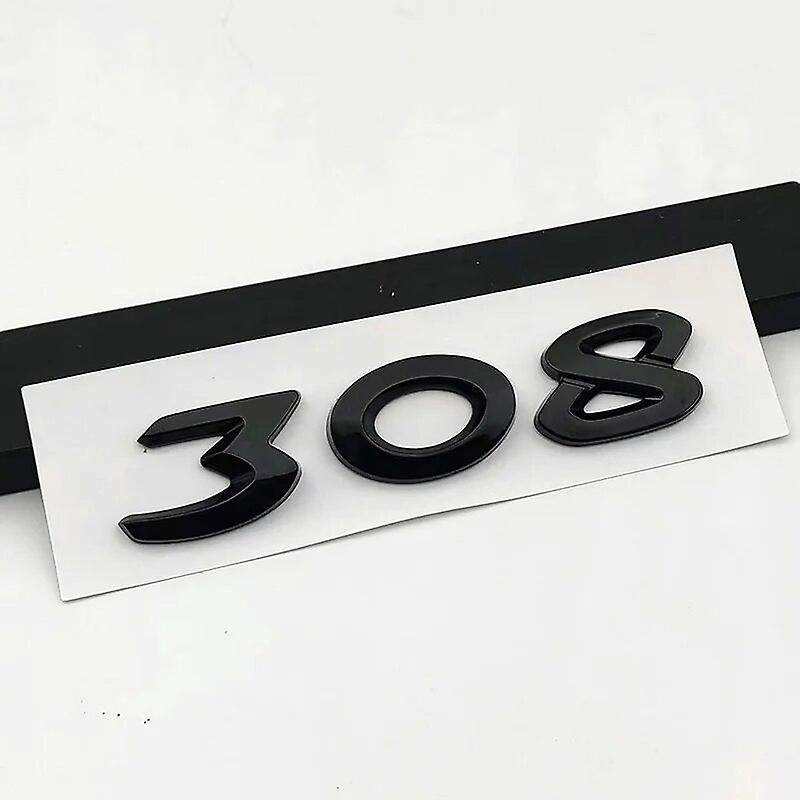 Hikig 3d Abs Chrome Glossy Black New 308 Logo Car Trunk Badge Decal For Peugeot 308 Emblem Letters Sticker Accessories New Glossy Black