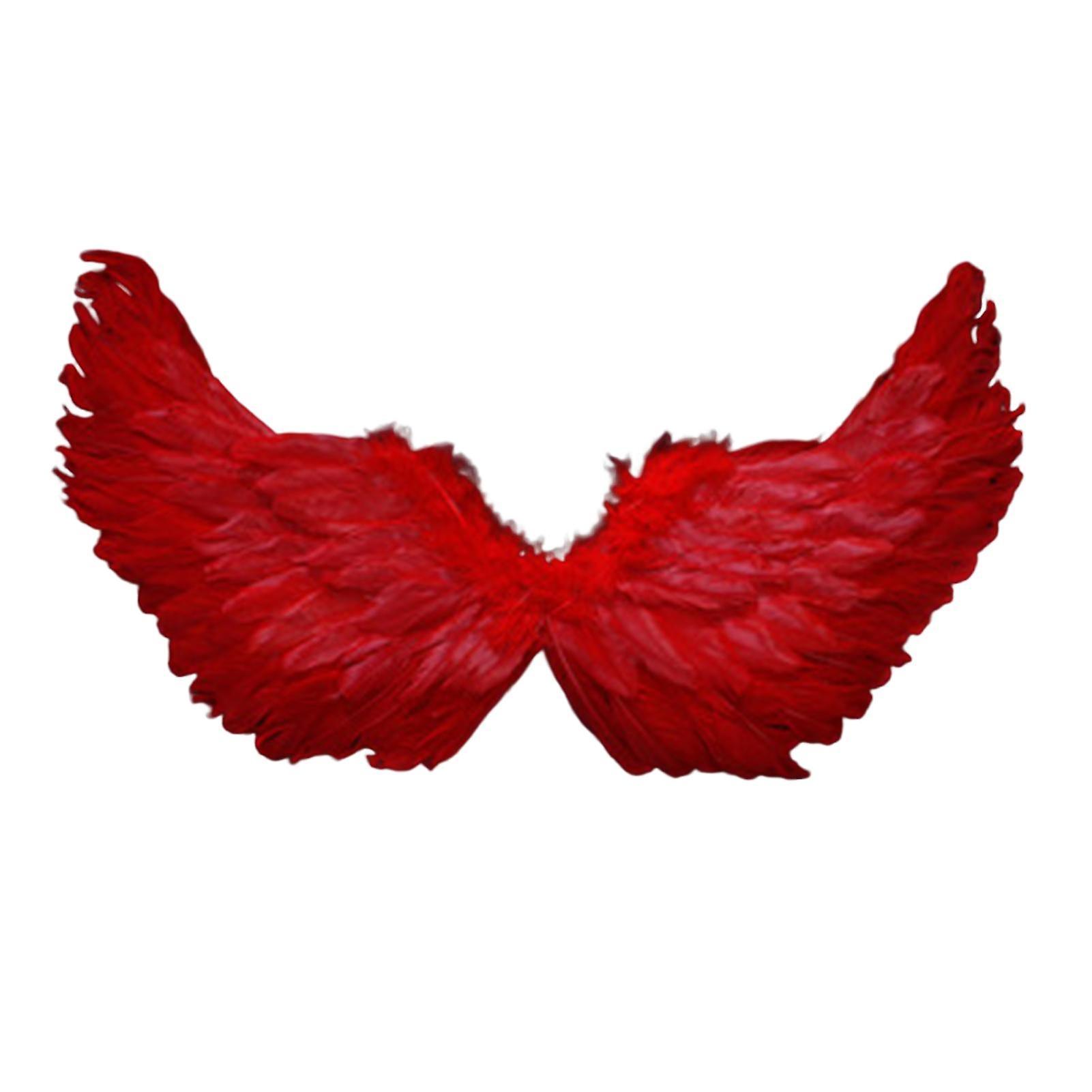 Naievear Angel Feather Wings With Elastic Straps Bright Color Lightweight Costume Cosplay Wings Photography Props Red