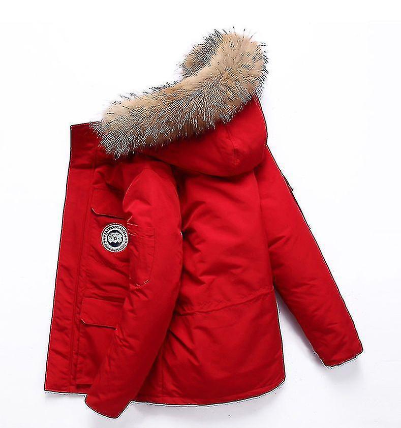 Syhrm 2023 Winter Down Jacket Removable Hat Warm Waterproof Washable Jacket Men's Down Jacket Red