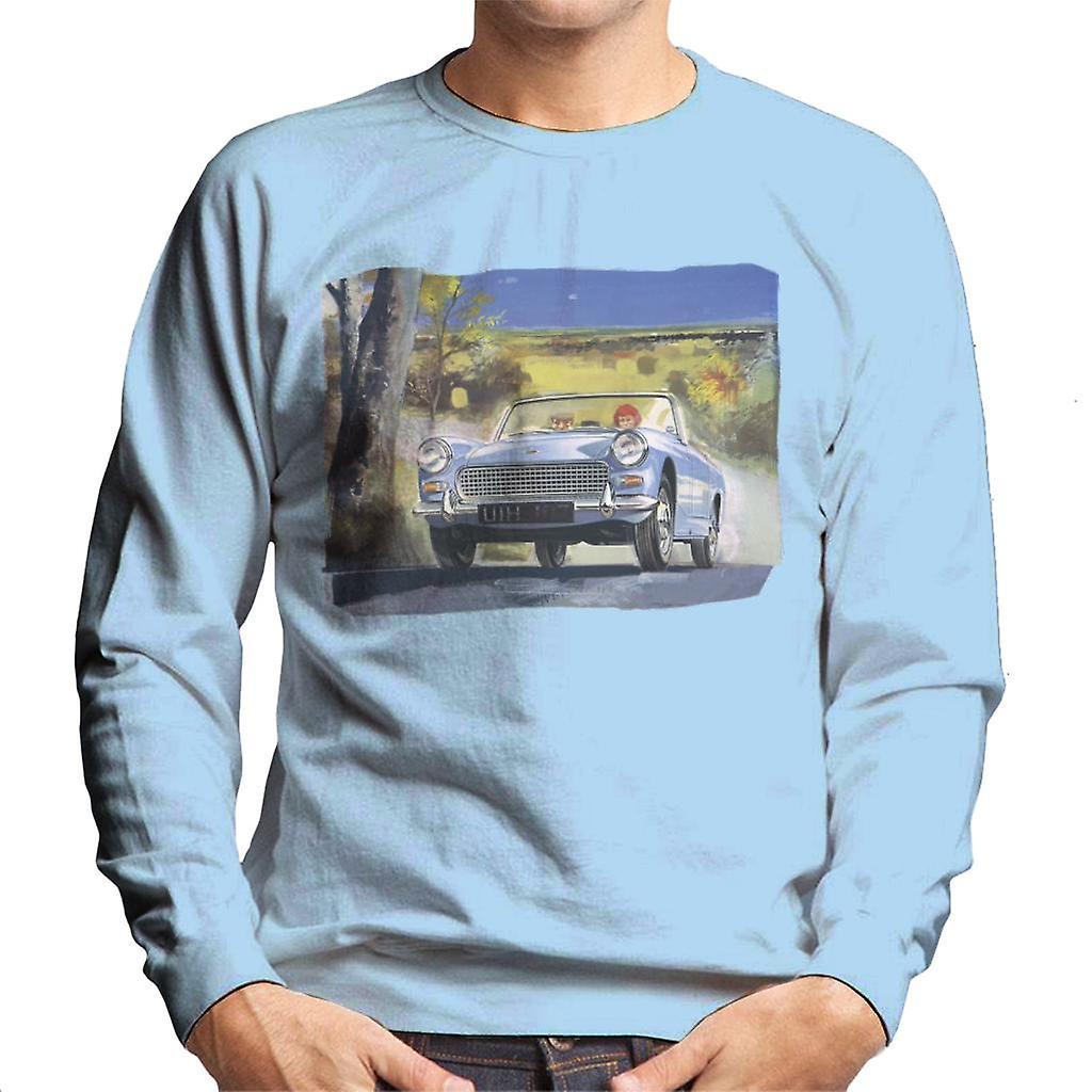 Austin Healey Countryside Background British Motor Heritage Men's Sweatshirt Sky Blue Medium