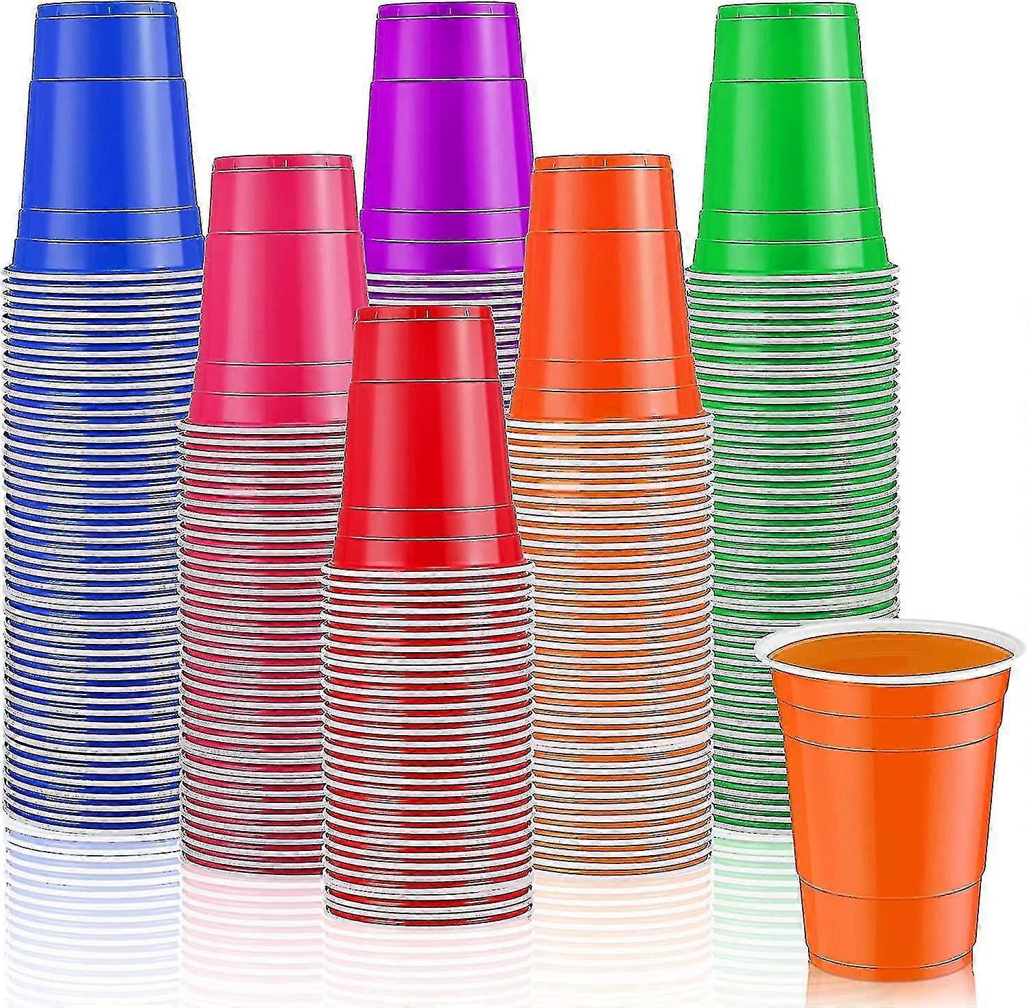 Jnnjv 180 Pcs 16 Oz Party Plastic Disposable Cups Heavy Duty Disposable Drinking Cups In Assorted Colors Wedding Cups With 6 Colors Red Plastic Cup...